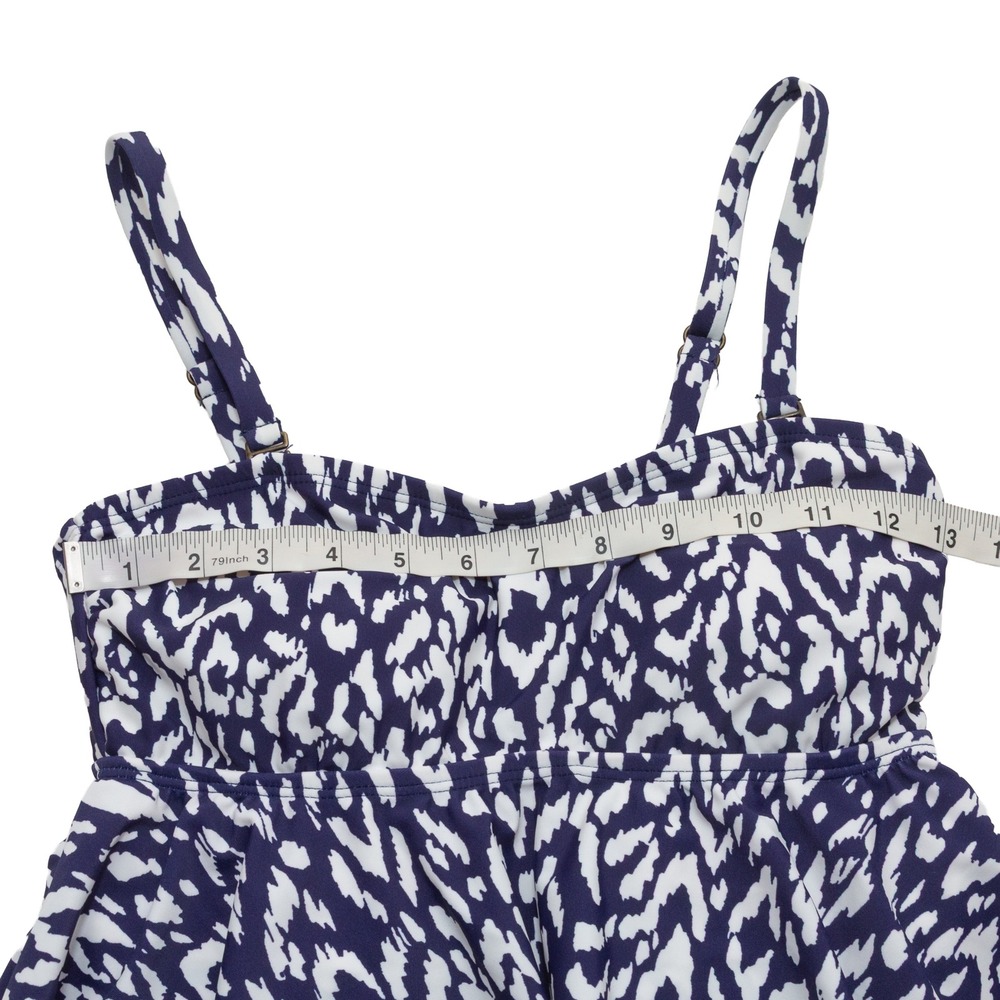 Island Escape Tankini Swim Top Womens 6 Navy White NWT Ruffle Waist Minimizer - Picture 4 of 8